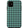 Preppy Gingham Pattern Squares Custodia per iPhone 11 Motivo a quadri estetici scozzesi a quadretti marrone chiaro e verde acqua