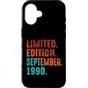 September 1990 Retro Vintage Year 1990 G Custodia per iPhone 16 Edizione Limitata Settembre 1990 Compleanno