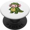 Axolotl In Crocodile Costume Kawaii Desi Kawaii Axolotl In Coccodrillo Costume per Ragazze bambini Coccodrillo PopSockets PopGrip Adesivo