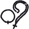 WEBEEDY 2 Stili Croce Cristiana Fascino Nodo di Preghiera Ortodossa Protezione Benedizione Croce Fascino Ornamenti Appesi Per Lo Specchio Retrovisore In Auto Nero