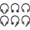 ZS 16G Spiked Ferro di Cavallo Septum Anello, Acciaio Inossidabile Daith Orecchini Labbro Piercing, Capezzolo Helix Rook Piercing Gioielli per Donna Uomo