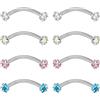 ZeSen Jewelry 4PCS 16G in Acciaio Inox Cubic Zirconia Curvo Barbell dell'anello del sopracciglio Daith Orecchini Rook penetrante Lunghezza Stella, Bilanciere: 5/16 (8 mm)