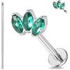 ZS 1PC ASTM F136 Titanio 16G 8mm Piercing Jewellry per labbro, Conch, Trago, Helix, Earlobe - Ipoallergenico Filettato Internamente Piatto Retro CZ Orecchino, Titanio