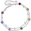 POPLYKE Braccialetto in argento Sterling 925 con cuore e girasole per ragazze, mamma, figlia, set per 2 gioielli per la festa della mamma