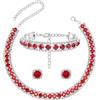 UNICRAFTALE 1 Set Di Gioielli Di Strass Cristallo Metallo Collana Orecchini Bracciale 31.1cm Set Di Gioielli Da Sposa Cristallo Di Vetro Rosso Festa Di Nozze Accessori Per Le Donne