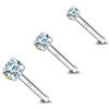 ZS 18K Oro Vero 20G Anelli al Naso per Donna Uomo, 1.5mm 2mm 3mm CZ Diamante Simulato, Solido 7mm Piercing Naso Gioielli per Il Corpo (Dritto,AB Bianco)