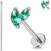 ZS 1PC ASTM F136 Titanio 16G 8mm Piercing Jewellry per labbro, Conch, Trago, Helix, Earlobe - Ipoallergenico Filettato Internamente Piatto Retro CZ Orecchino, Titanio