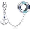 LaMenars Charm con catena di sicurezza 925 perline in argento sterling adatto a bracciali Pandora, regali di gioielli di compleanno di Halloween per donne e ragazze