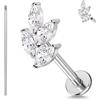 ZS 1PC ASTM F136 Titanio 16G 8mm Piercing Jewellry per labbro, Conch, Trago, Helix, Earlobe - Ipoallergenico Filettato Internamente Piatto Retro CZ Orecchino, Titanio