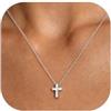 FOCALOOK Collana Croce Donna Lucida in Acciaio Inox Rosa Oro 1.4mm