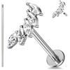 ZS 1PC ASTM F136 Titanio 16G 8mm Piercing Jewellry per labbro, Conch, Trago, Helix, Earlobe - Ipoallergenico Filettato Internamente Piatto Retro CZ Orecchino, Titanio