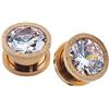 ZeSen Jewelry Oro Rosa 6-16MM Piercing a Tappo Grandi Zirconia Cubica Tappi per Orecchio Acciaio Inossidabile Plugs Tunnels Expander Body Piercing
