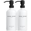 Brighter Barns Set di dispenser di sapone in vetro, decorazione per la cucina della fattoria, accessori per il bagno (bianco, 2 x 16 oz)