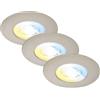 BRILONER Set di 3 Faretti LED da Incasso 230V, Faretto LED Bagno Ip44, Faretti da Soffitto, Faretti LED, Faretti da Soffitto, Colore Luce Regolabile, Nichel Opaco