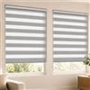 VOUNOT® Set di 2 Tenda a Rullo Doppia Strato Oscurante Giorno e Notte, Catenella Laterale, Bande Trasparenti e Opache, Tenda Interno Zebra Blinds Grigio, 80 x 150 cm