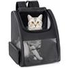 Conlun Zaino Porta Gatto Espandibile e Pieghevole fino a 7 kg, Nero | Finestre in Rete su 3 Lati Traspiranti per Cani Piccoli e Gatti, Trasportino Ideale per Viaggi e Trekking