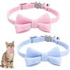 Thirtyseven 2 Pz Collare Gatto a Rpido, Collarino Gatto con Campanellino, Collare per Gatti Sicurezza Regolabili in Velluto a Coste con Fiocco e Campanellino (Rosa, Blu)