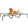 PawHut Lettino per Cani Rialzato da Esterno Portatile, Beige 152x94x23 cm | Brandina per Cani di Taglia Grande, Struttura in Acciaio, Rete Traspirante, Montaggio Senza Attrezzi