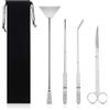 Rurbeder Set di 4 attrezzi in acciaio inox per acquario, aquascaping Tools in 1 con pinzette lunghe, forbici per acquario, ghiaia per la pulizia, borsa per accessori per acquario