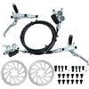 KUAWDON Freno a Disco Idraulico per Bici a 4 Pistoni Rotori da 160 mm Pressione Olio AM DH Freno a Disco MTB per Bici 850 mm 1550 mm Anteriore Posteriore(4PISTON-Rotor Silver)
