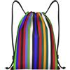 Pidgazdfgv Zaino con coulisse a righe colorate Sport palestra Sackpack Tasche in rete Borsa a corda resistente all'acqua Donne Uomini, Nero , S, Classico