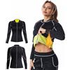 Weyot Tuta Sauna Dimagrante Donna, Fitness Sudorazione Body Shaper, Maglietta per Sudare di Sudorazione Manica Lunga in Neoprene con Cerniera per Fitness Corsa Yoga, Maglia Sauna Donna,3XL,Black
