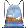 Kfjghhl Pink Flamingo In Acqua Coulisse Zaino Borsa Sport Sackpack Bulk Cinch Gym Bag Donne Uomini Bambini Sport All'aperto, Nero , S, Vacanze