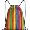 Pidgazdfgv Zaino in legno colorato con coulisse sport palestra Sackpack tasche in rete resistente all'acqua borsa a corda donna uomo, Nero , S, Classico