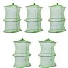 SHINEOFI 5 Pezzi Rete Pieghevole per Pesci, Nassa Verde in Nylon da Pesca | Portatile e Facile da Trasportare, per Gamberi e Aragoste, Struttura Compatta Anti-fuga