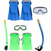 CHILDWEET Set Maschera Sub Occhialini e Pinne Compatte per Ragazzi, Verde, Silicone e Plastico, 1 Set, Tenuta Stagna, Snorkeling e Spiaggia