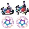PMAGSYQ HB100 MTB Linea idraulica Colorata tirando Freni a Disco Auto Pieghevole Mountain Road Bike Line Pull Freno Olio(Set Disc 2)