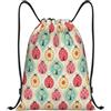 Pidgazdfgv Coccinelle Cartoon Pattern Coulisse Zaino Sport Palestra Sackpack Tasche in Mesh Resistente all'acqua Borsa a Stringa Donne Uomini, Nero , S, Classico