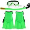 Toddmomy Set da snorkeling per 5-10 anni, maschera da snorkeling, boccaglio e pinne, verde, 1 set, per avventure subacquee