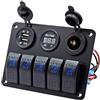 PHENOFICE Pannello Combinato 5 Vie 12v 24v Nero per Veicoli e Rimorchi