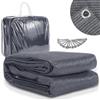 Jaxguom Tappeto da Esterno 200x200 cm, con 12 Occhielli, Blu Grigio