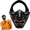 AwnsIMfreien Mezza faccia malvagia, TPU dorato, per giochi Airsoft CS, nera, maschera mezza faccia da demone