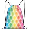 Kfjghhl Colori arcobaleno gradiente foglia coulisse zaino borsa sport zaino bulk cinch palestra borsa donna uomo bambini sport all'aperto, Nero , S, Vacanze