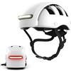 FEND Super Plus - Casco da bicicletta pieghevole con illuminazione, brevettato Smart-Fold 50%, design compatto certificato CPSC/EN1078, per adulti, e-bike, scooter (ultra bianco, M)