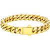 U7 Bracciale Uomo Oro Acciaio Inossidabile Catena Cubana Grossa 9mm 19cm