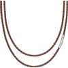 Simaru Collana in vera pelle, 3 mm, prodotta in Germania, elegante, durevole e con robusta chiusura a gancio a molla, per uomo e donna, 46cm - 3mm, Acciaio inossidabile Vera pelle acciaio