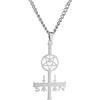 VASSAGO Sigillo di Satana Collana in Acciaio Inox Leviathan Croce Lucifero Diavolo Ciondolo Pentagramma invertito Gioielli per Uomini Donne