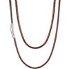 U7 Collana Uomo Caucciù Pelle Sintetica Catena Cordino Marrone 3mm 61cm