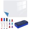Relota Lavagna Magnetica Frigo 50 X 100 cm, Adesiva Lavagna Bianca Cancellabile a Secco con 4 Pennarelli, 1 Gomma, 6 Magneti, Frigorifero Lavagna Flessibile, Whiteboard per Domestiche, Aule e Uffici