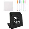 Wotrilw 20 Pezzi Mini Lavagnette Cancellabili, Lavagne in PVC Tipo L con 5 Pennarelli a Gesso Liquido e 1 Panno, Cartellini Prezzi e Segnaposto per Buffet, Matrimonio, Festa, Ristorante