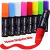 DIGIELE Pennarello Gesso Liquido per Finestra, Vetro e Specchio, 8 Colori Pennarelli, Gesso Liquido 15mm Punta Grande, Asciutto o Bagnato Cancellabili, Inchiostro Non Tossico per Superfici Non Porose
