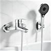 Yowmina Rubinetto Vasca da Bagno con Doccetta, Miscelatore per Vasca da Bagno Cromato, con Soffione Doccia a 3 Funzioni, in Ottone per Doccia, Miscelatore Monocomando per Vasca