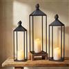 Perfnique Lanterne decorative per interni ed esterni, set di 3 lanterne in metallo nero (55,9 cm, 48,3 cm e 43,2 cm) con timer LED, candele senza fiamma, decorazione moderna per portico anteriore