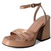 Lroey Reoly Sandali da Donna, Sandali Aperti con Tacco Alto Fibbia Tacco Chunky Sandali con Cinturino Alla Caviglia con Plateau Eleganti, 549Mqi Apricot Numero 33 EU