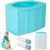 Yaunming Vasino pieghevole per bambini in viaggio, vasino per bambini con custodia + sacchetti per la pulizia, WC portatile per interni ed esterni (campeggio e auto)