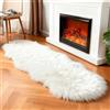linmopm Tappeto super morbido in finta pelliccia di pecora, per camera da letto, pavimento, divano, soggiorno, runner ad alta densità, tappeto in peluche per divano, comodino (bianco, 0,6 x 1,8 m)
